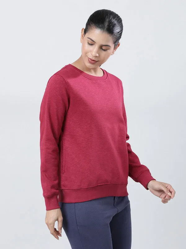 Women Maroon Solid Sweatshirts-CROSS CHILL SWEAT SHIRT_Maroon
