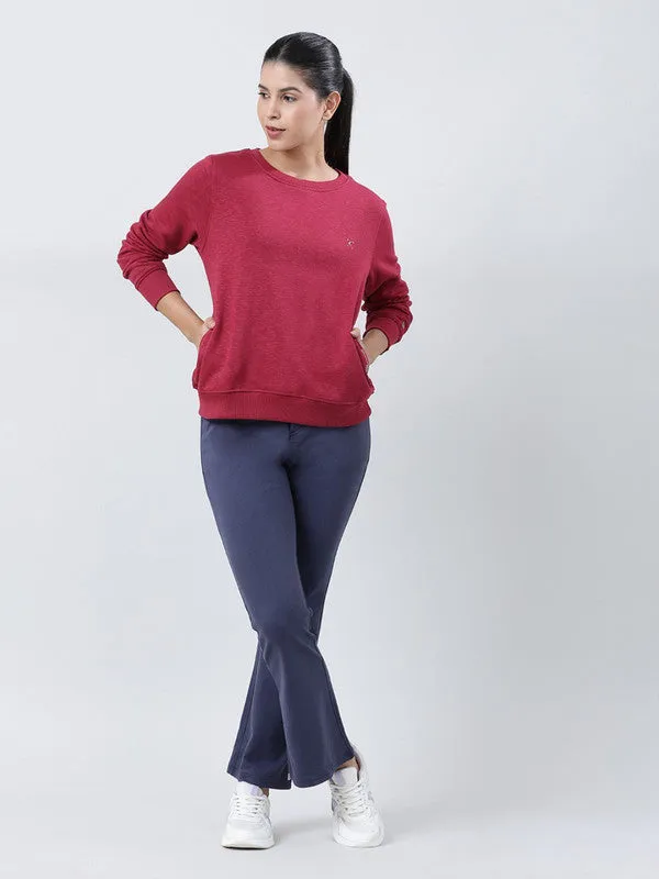 Women Maroon Solid Sweatshirts-CROSS CHILL SWEAT SHIRT_Maroon