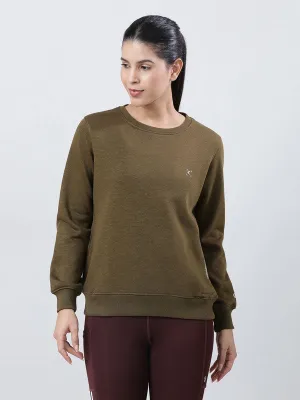 Women Olive Green Solid Sweatshirts-CROSS CHILL SWEAT SHIRT_Olive Green