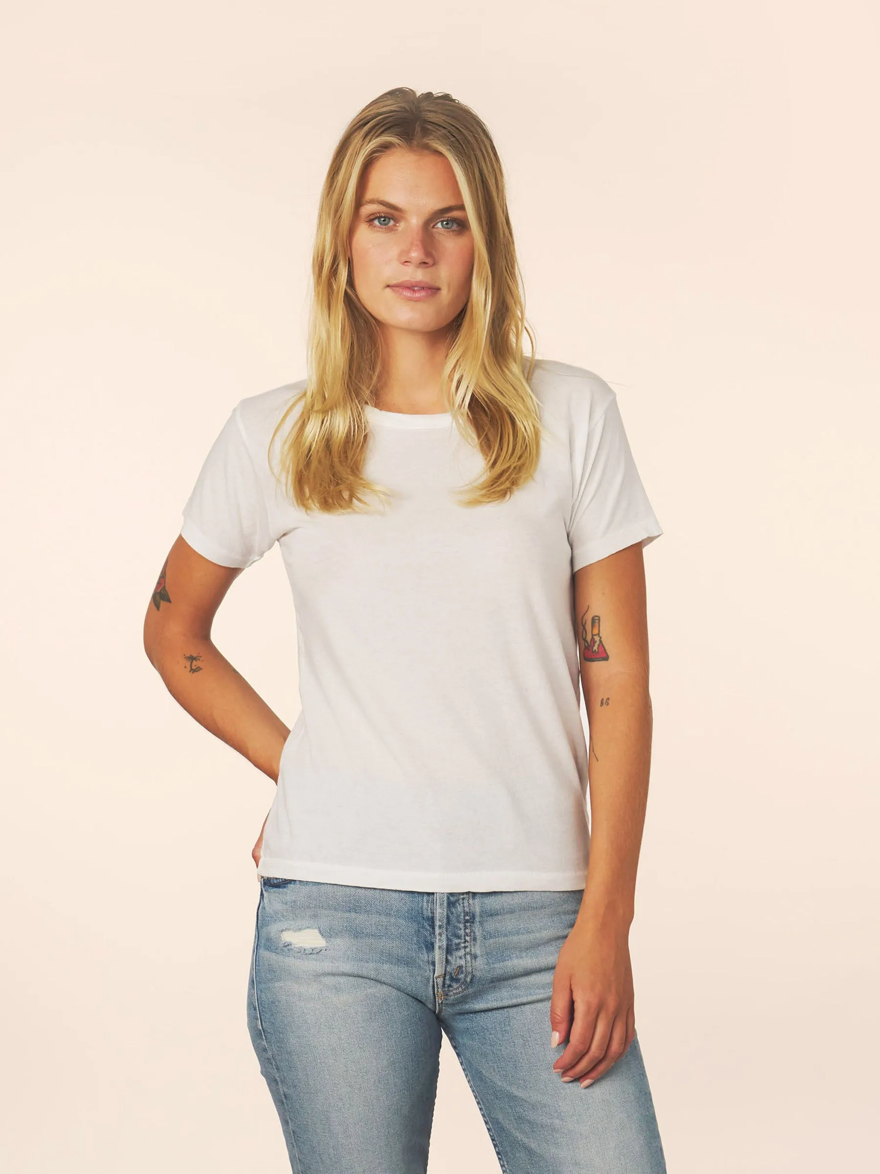 women’s cotton cashmere tee - white