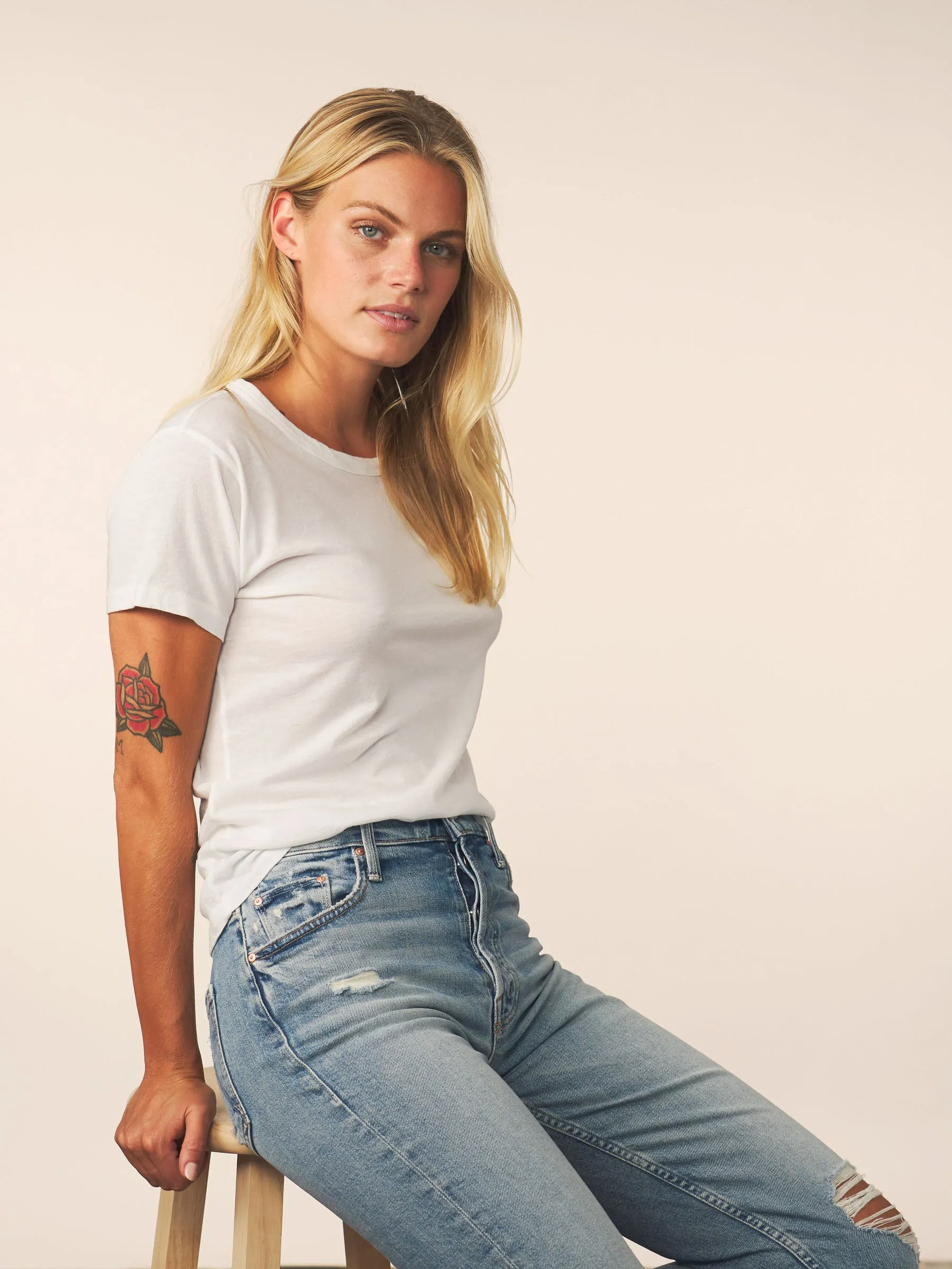 women’s cotton cashmere tee - white