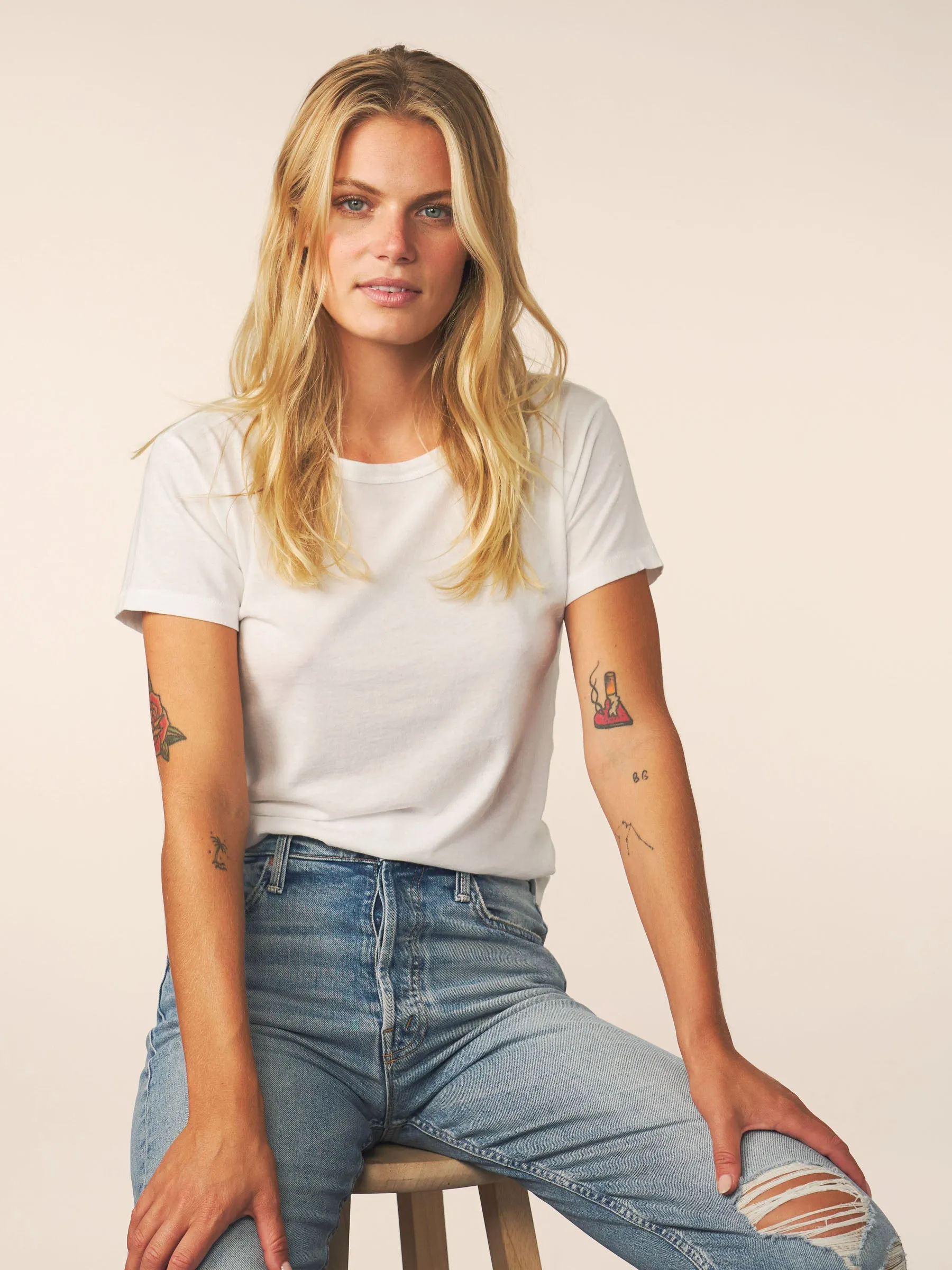 women’s cotton cashmere tee - white