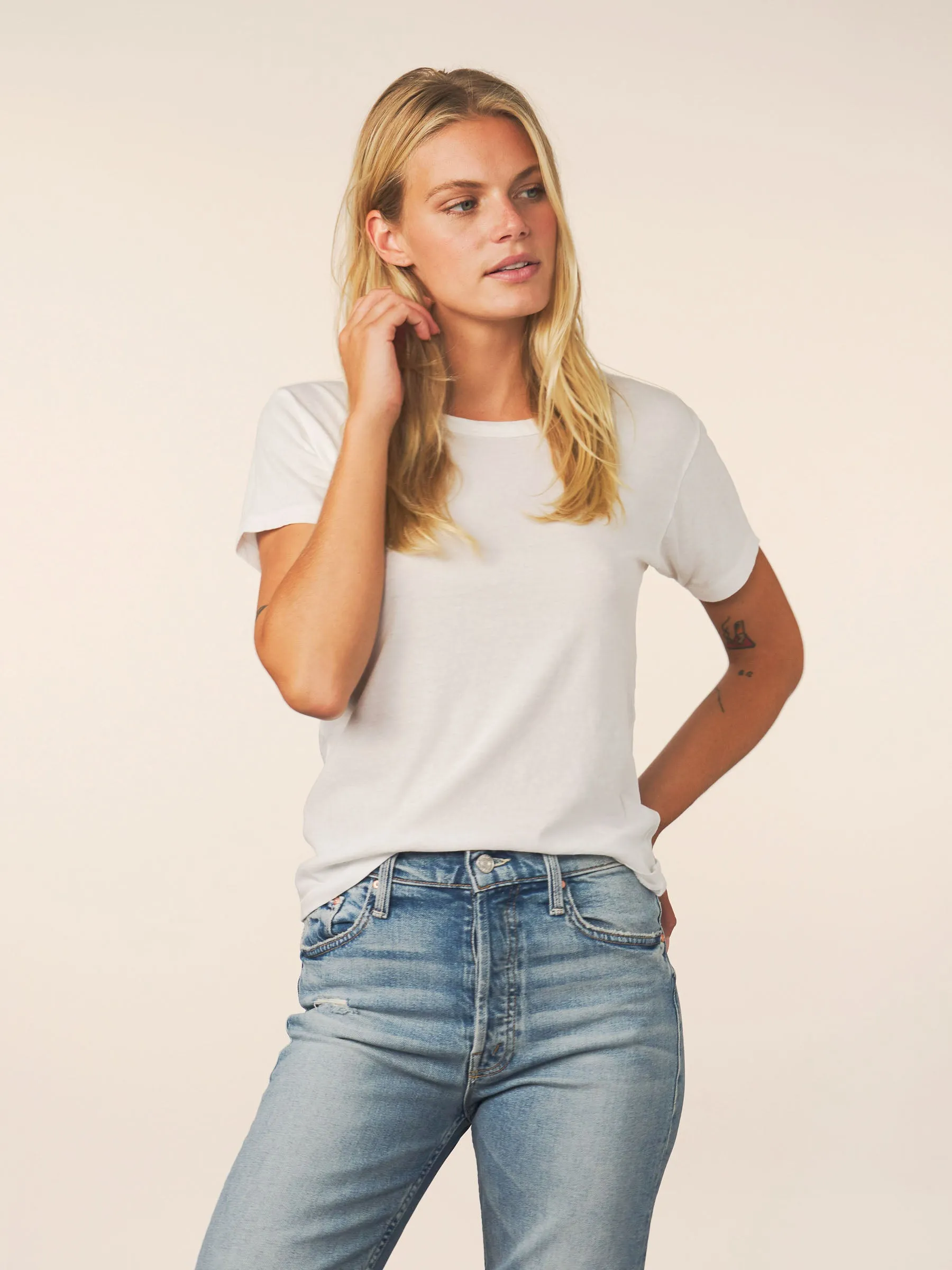 women’s cotton cashmere tee - white