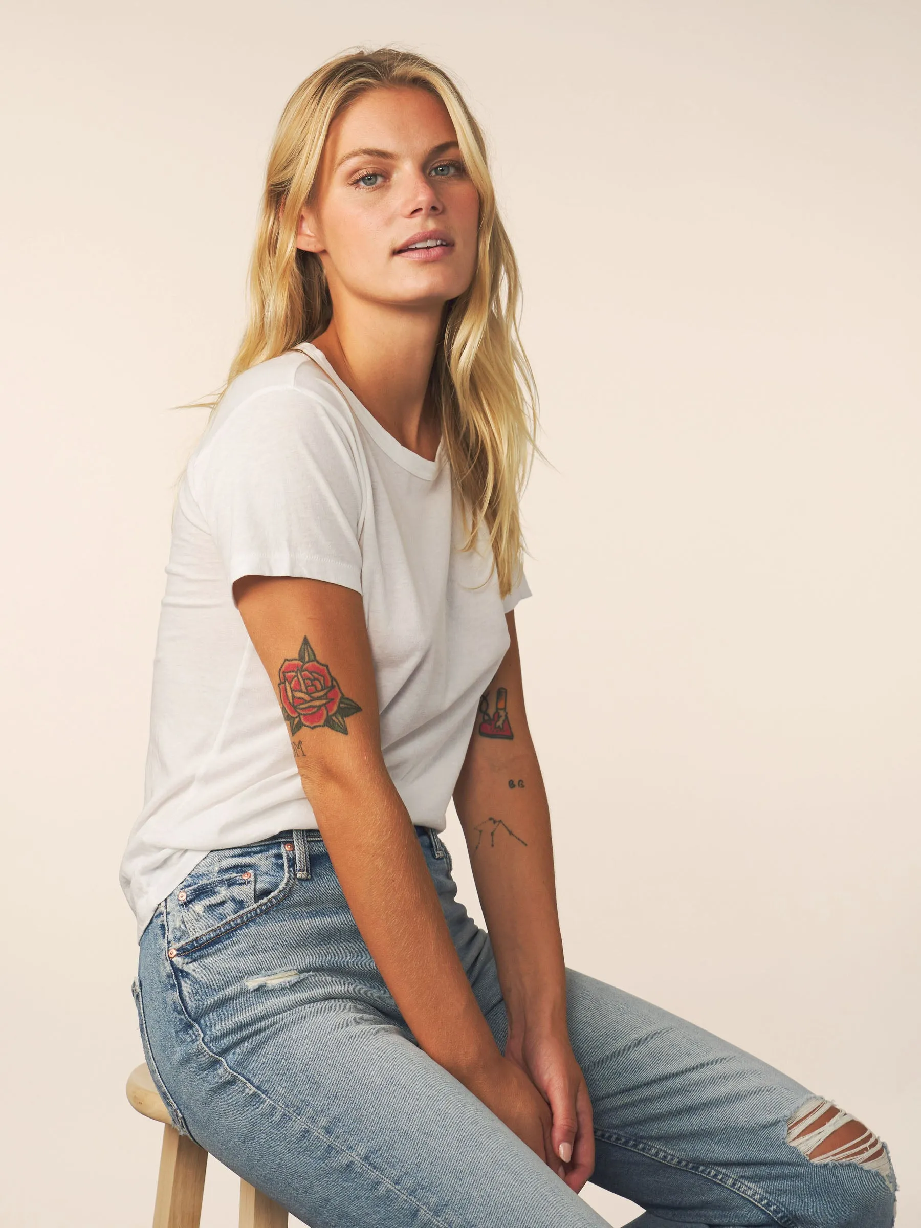 women’s cotton cashmere tee - white