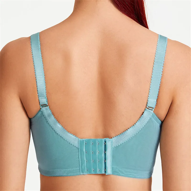 Women's Floral Mesh Jacquard Minimized Thin Bras - Blue
