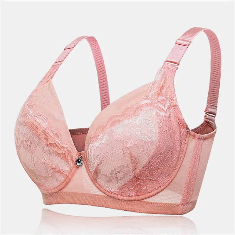 Women's Floral Mesh Jacquard Minimized Thin Bras - Blue