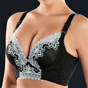 Women's Plus Size Lace Patchwork Wireless Full Coverage Bras - Black