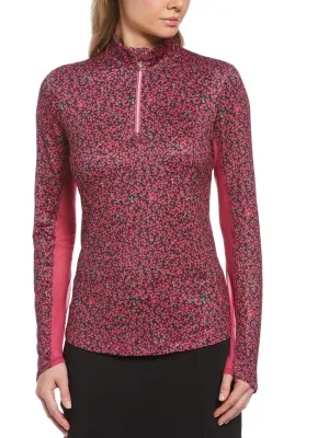 Womens Swing Tech™ Mini Floral Print Sun Protection 1/4 Zip Pullover