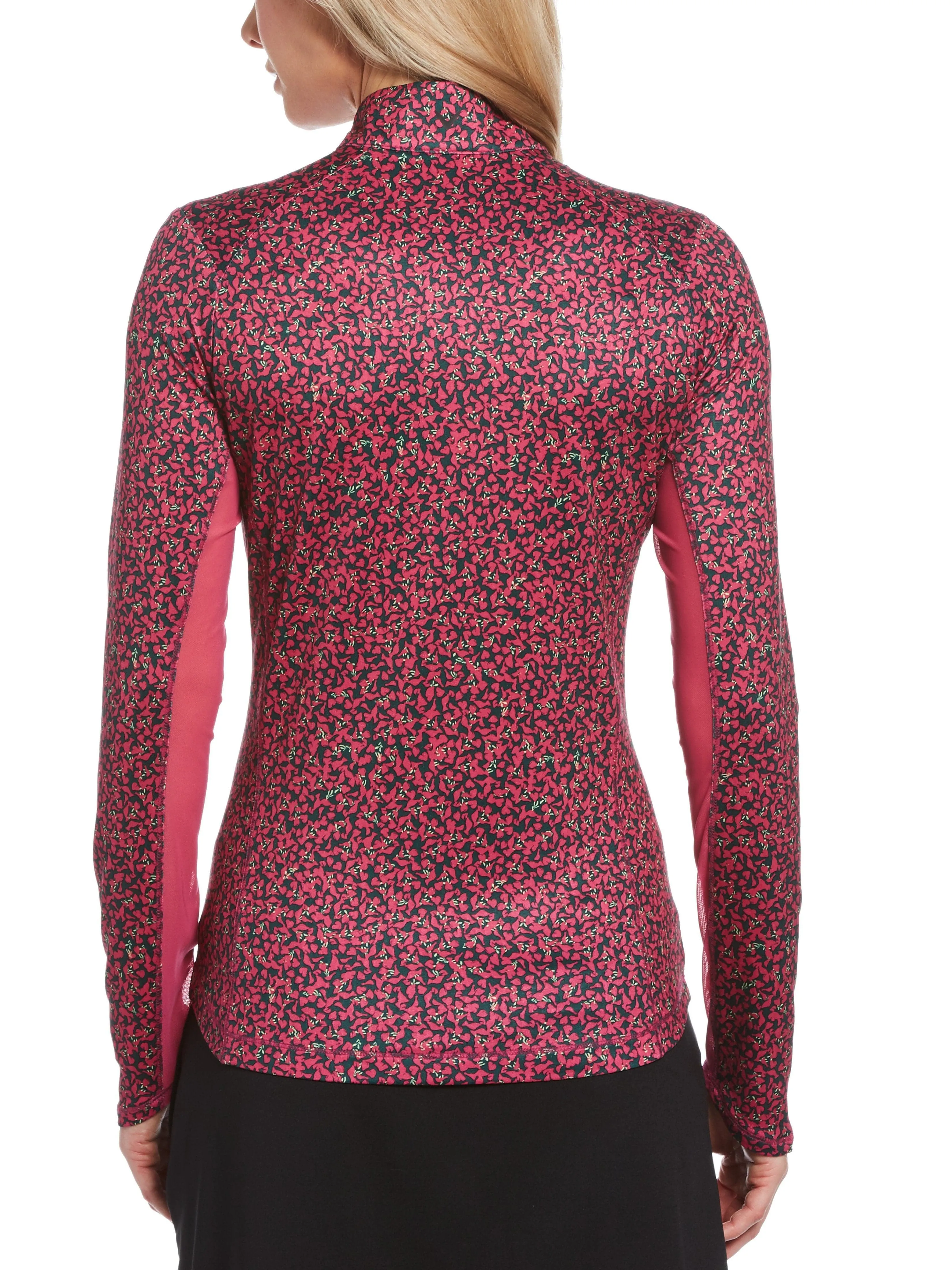 Womens Swing Tech™ Mini Floral Print Sun Protection 1/4 Zip Pullover