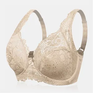 Women's Ultrathin Modal Floral Lace DDD Cup Bras - Nude