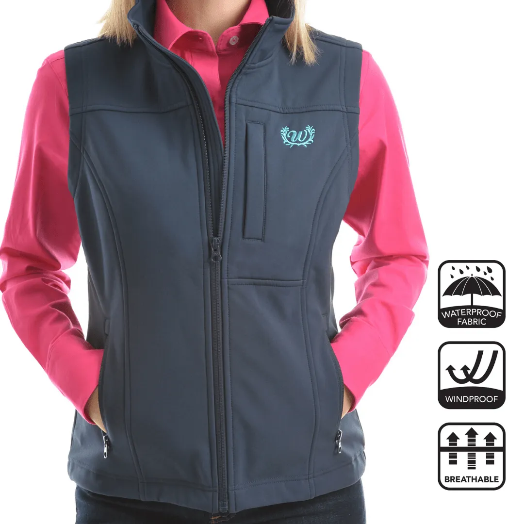 Wrangler Womens Logo Softshell Vest- NAVY