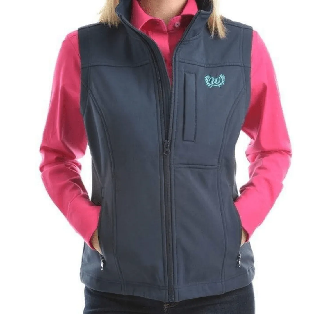 Wrangler Womens Logo Softshell Vest- NAVY