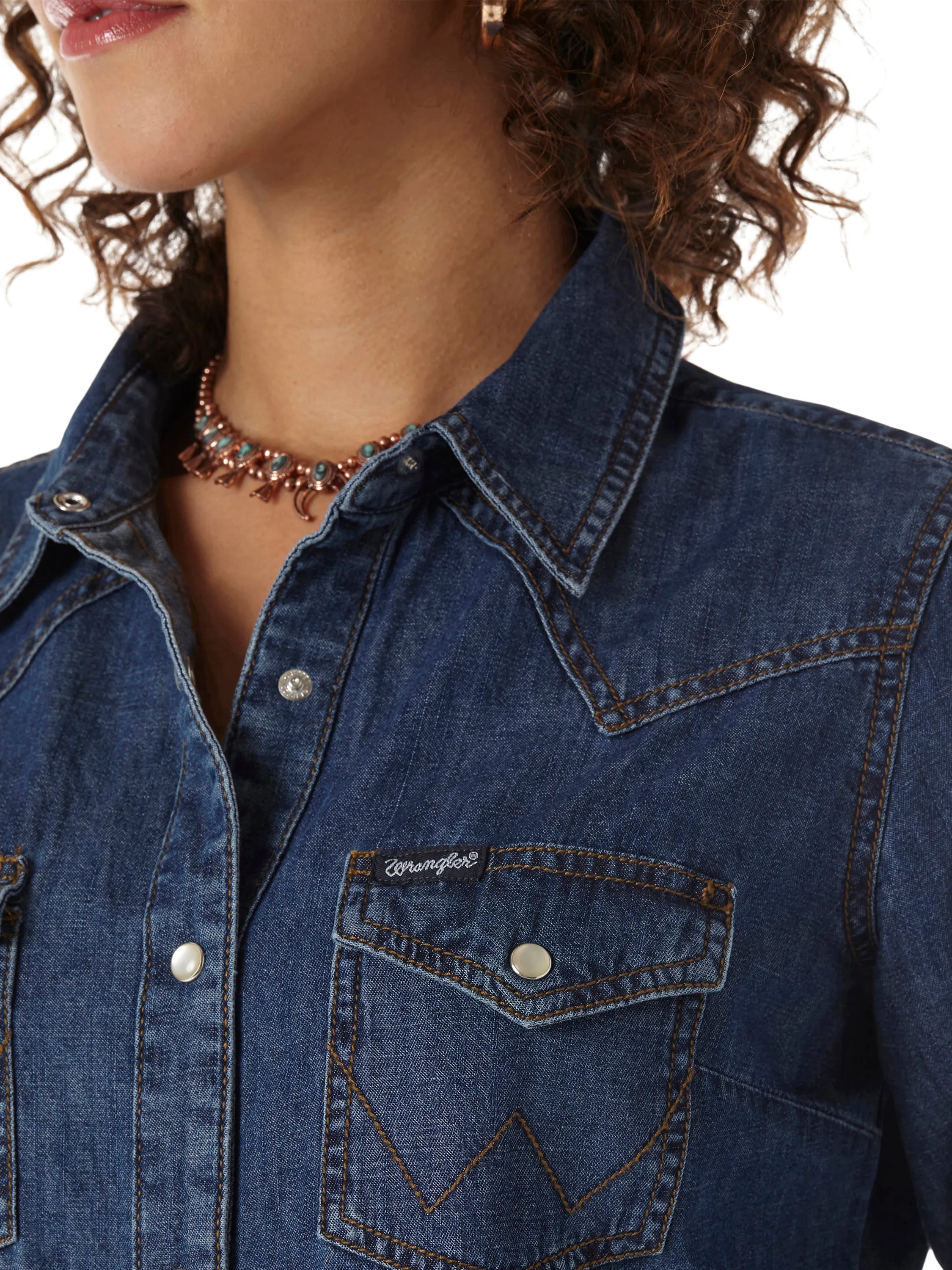 Wrangler Women's Long Sleeve Denim Snap Shirt