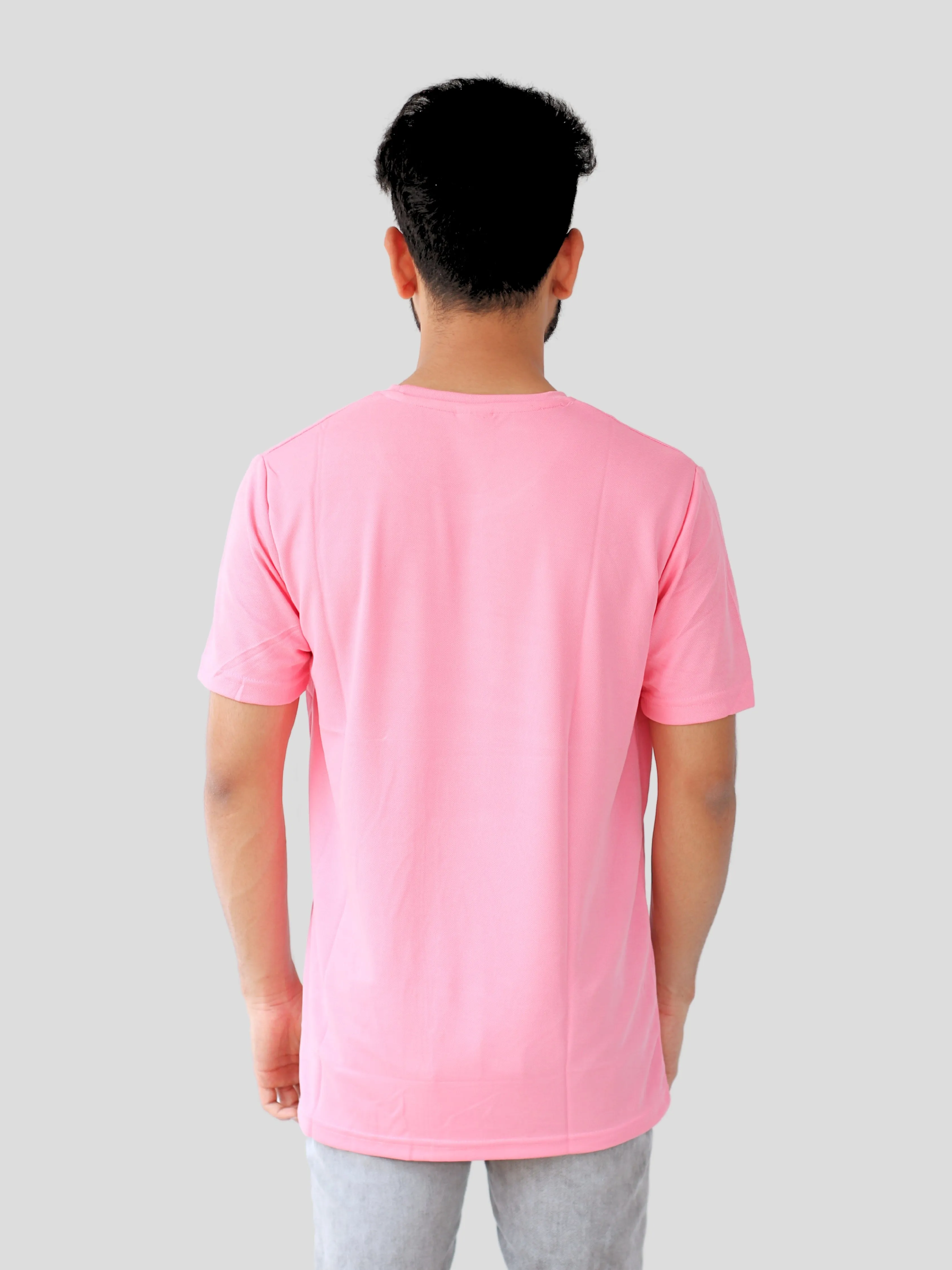 Youth Robe Men's Plain Round Neck T-Shirt (Pink)