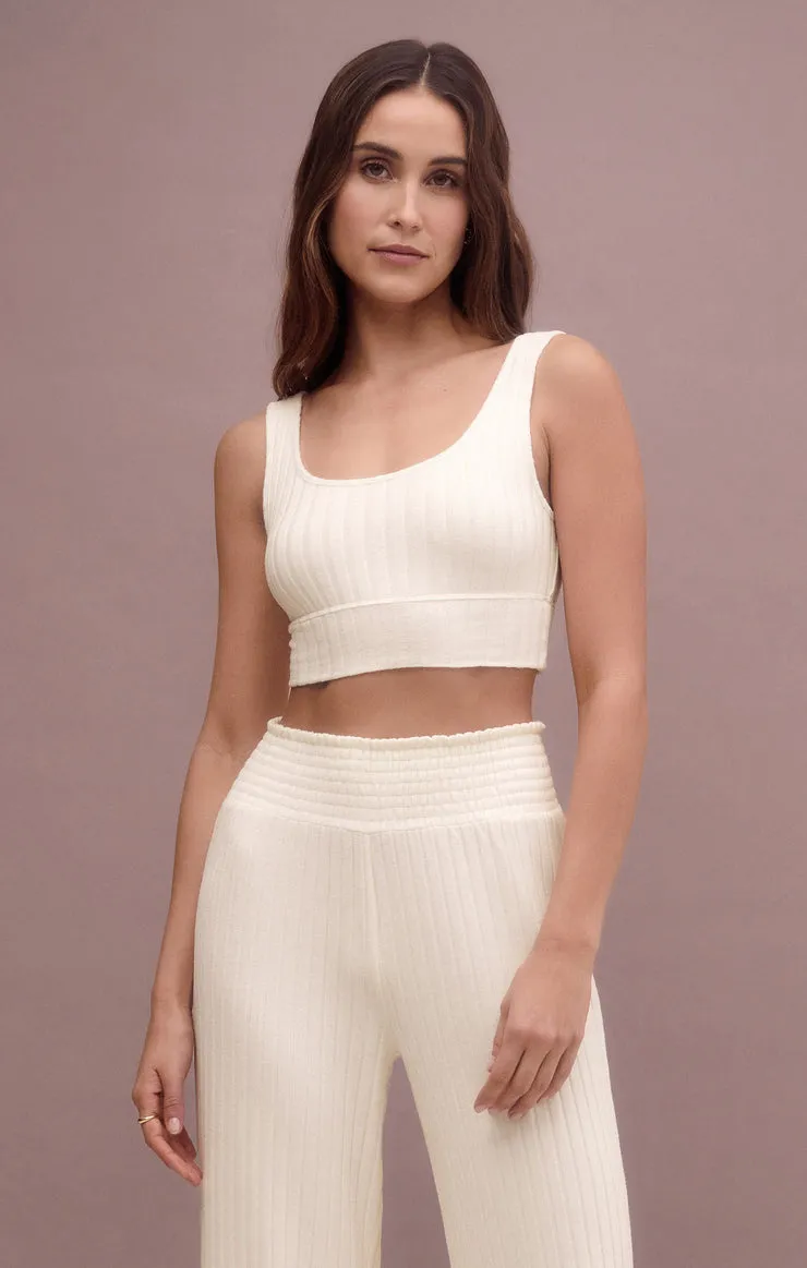 Z Supply Zoe Silky Rib Tank Bra; Violet Heather/Bone