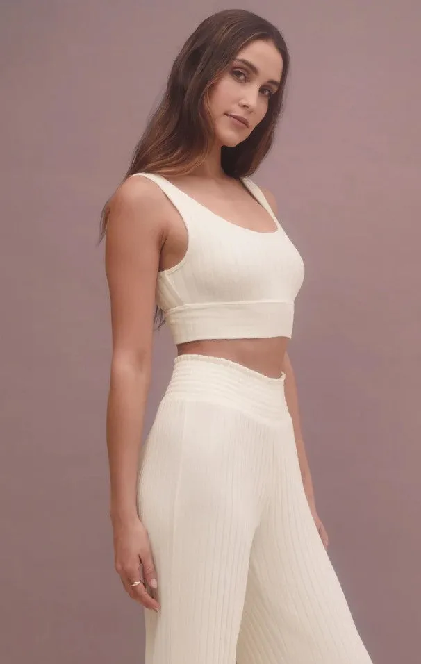 Z Supply Zoe Silky Rib Tank Bra; Violet Heather/Bone