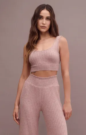 Z Supply Zoe Silky Rib Tank Bra; Violet Heather/Bone