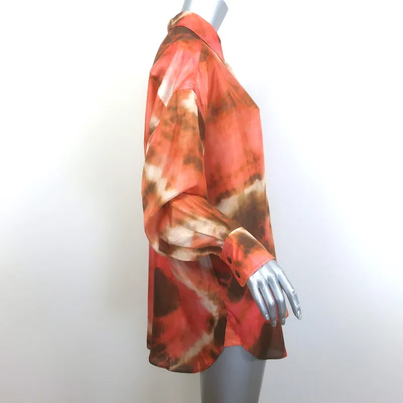 Zimmermann Vacay Tie Dye Shirt & Relaxed Pants Set Pink/Orange Silk Size 2 NEW