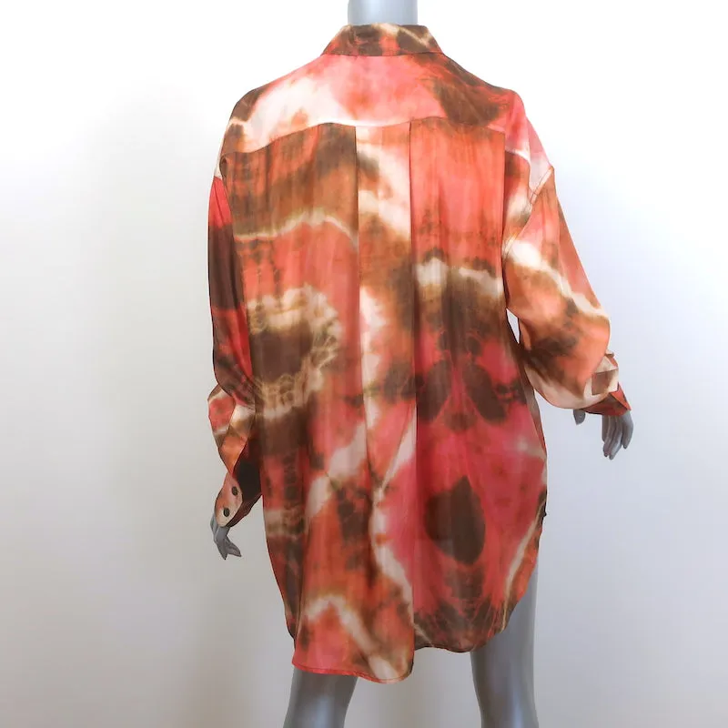 Zimmermann Vacay Tie Dye Shirt & Relaxed Pants Set Pink/Orange Silk Size 2 NEW